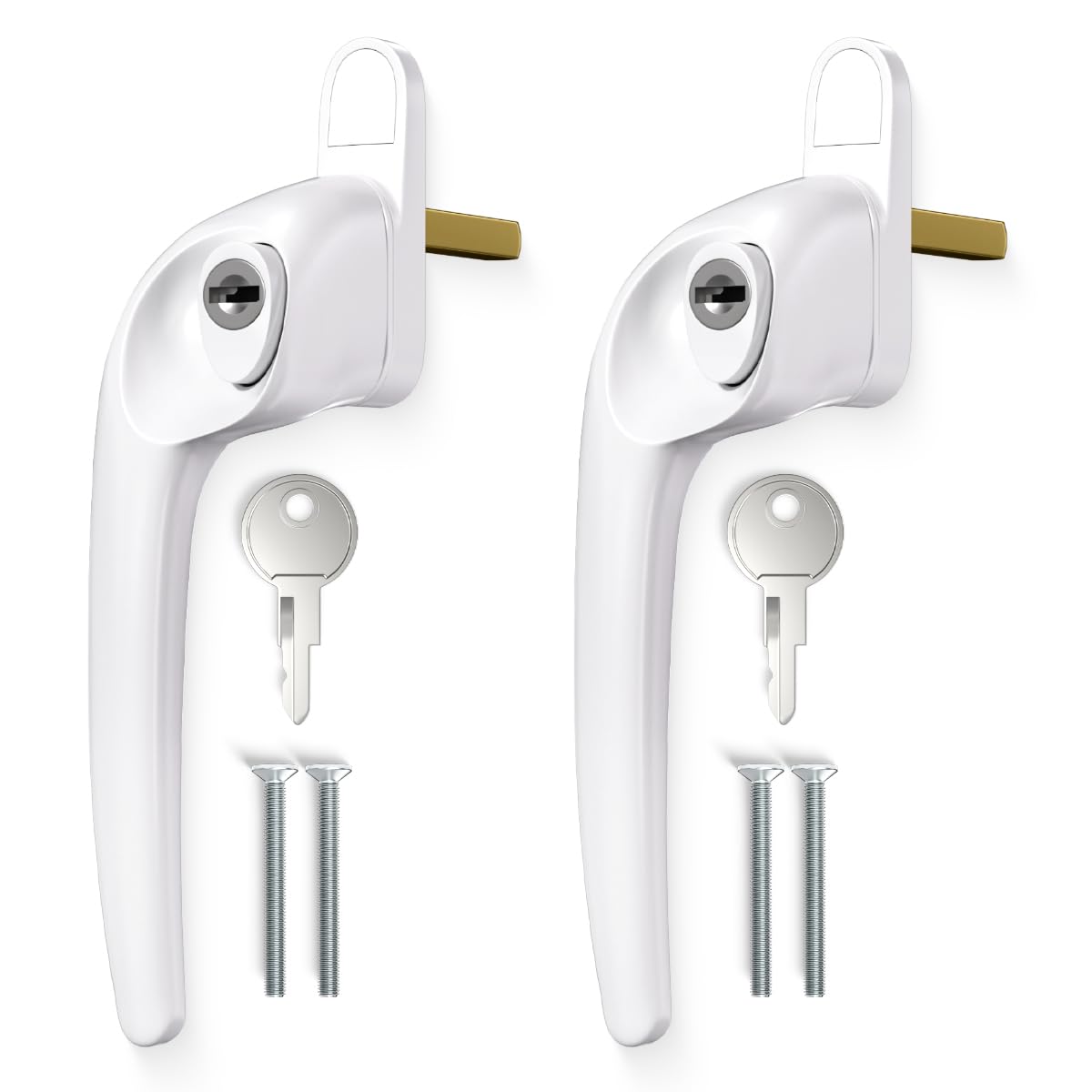 Bwintech 2 Pcs Offset White UPVC Aluminium Window Handle, Left Hand, 43mm Spindle for Indoor and Outdoor UPVC Window