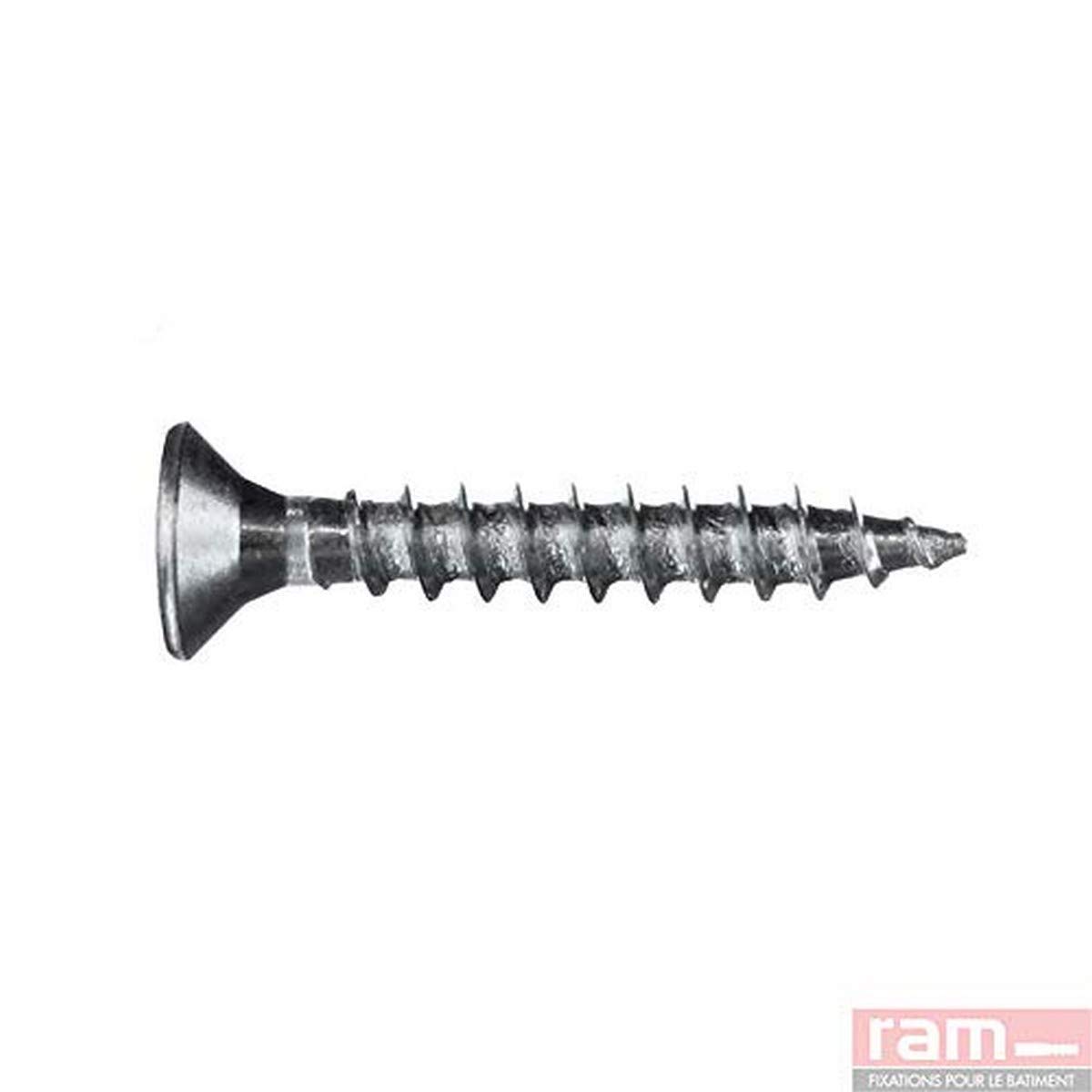 Chipboard Screws with Countersunk Pozidrive Head Zinc-Plated Steel 3 mm x 25 mm, Grey, Box of 200