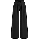CIDER Wide Leg Pants for Women Palazzo Drawsting Elastic High Waisted Knotted Pleated Comfy Casual Flowy Pants with Pockets