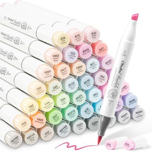 Ohuhu Markers Pastel Alcohol Based -48 Pastel Colors Double Tipped
