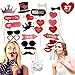 Valentine's Day Photo Booth Props | Creative Valentines Day Kid Party Supplies |Mustache on Stick Heart Angel with Sticks - 27 PCS