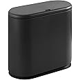 Sfozstra 10L Polypropylene Large Capacity Rectangular Trash Can with Lid, Press-Top Opening, Removable Liner Bucket, Portable Handle, for Bathroom, Kitchen and Office (Black)