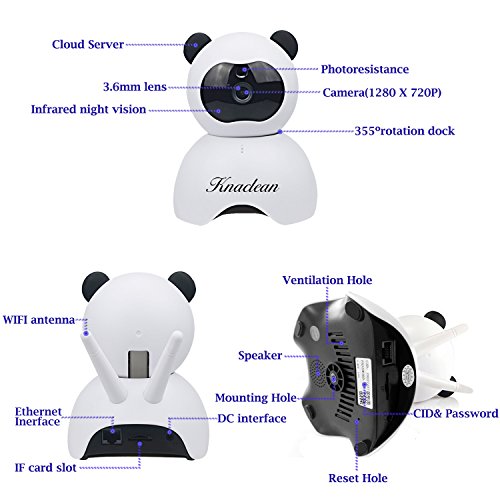 Knaclean IP Camera, Full 1280× 720P Wireless Indoor WIFI Security Surveillance Camera Supports Night Vision, Two-Way Audio, Motion Detection, Mobile App & Computer Control