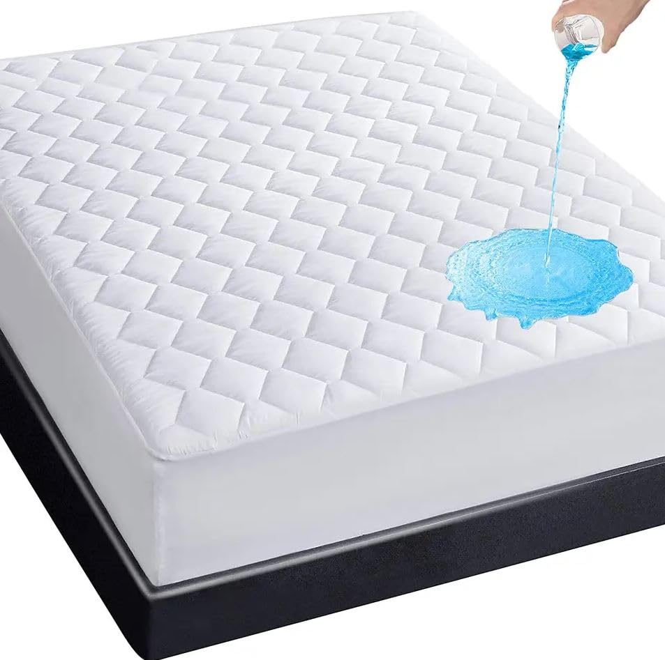 Extra Deep Quilted Waterproof Mattress Protector - Highly Absorbent Hotel Quality Bedding Pad Cover - Breathable Hypoallergenic Ultra Soft Fitted Bed Toppers Single Double Super King Size (Single)