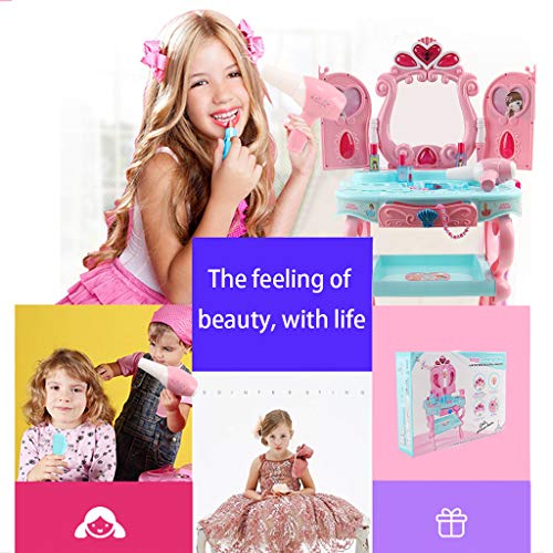 Vanity Set Girls Toy Makeup Accessories Play Set Beauty Salon Vanity Pretend Play Kids Vanity Table with Induction Function & Makeup Accessories - Thumbnail 3
