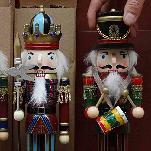 Jannyshop 11.81inch Wooden Nutcracker Decoration, Handmade Decorative Christmas Ornament for Festive Holiday Decor