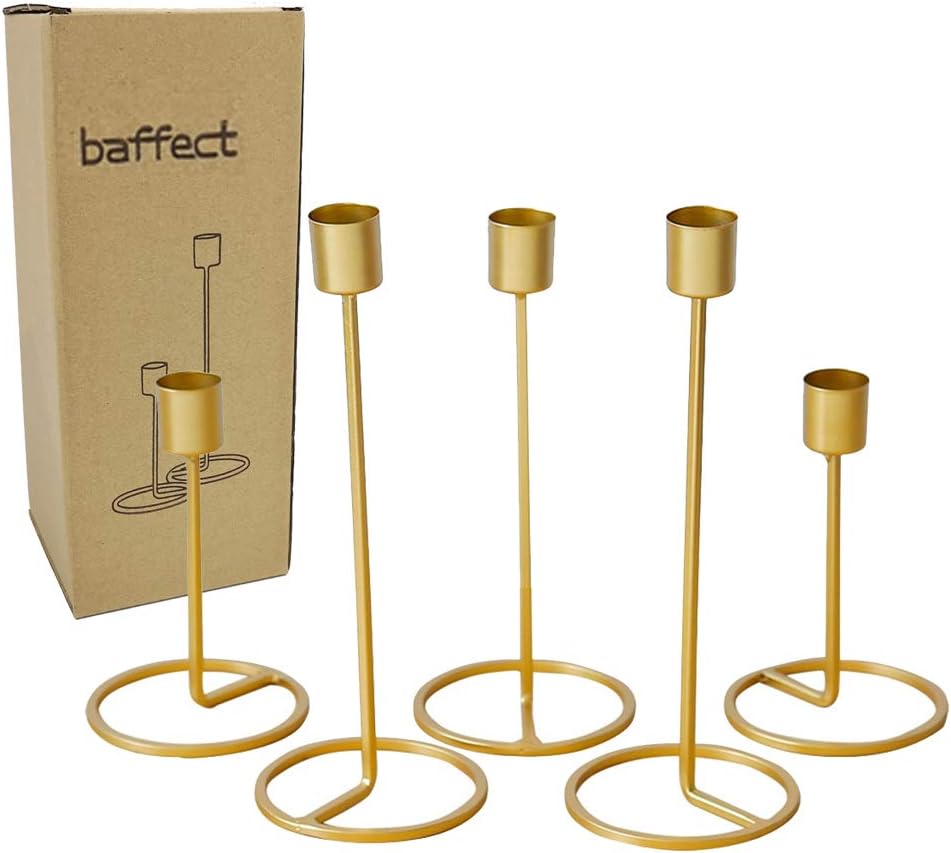 Baffect Season Candle Holder Set of 5, Iron Candle Light Holder Wedding