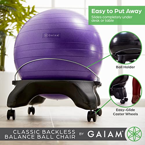 Gaiam Classic Backless Balance Ball Chair – Exercise Stability
