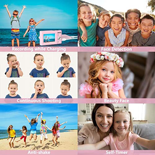 Digitalkamera 1080P HD Kompaktkamera 36 Megapixel Mini-Videokamera 2,4" LCD Digitalkamera wiederaufladbare Fotokamera mit 16X Digitalzoom für Studenten/Erwachsene/Kinder/Anfänger (Rosa) – Bild 6