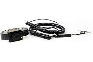 Bertech Metal Wrist Strap with 12' Cord, 1 Megohm Resistor, 4mm Snap, Black