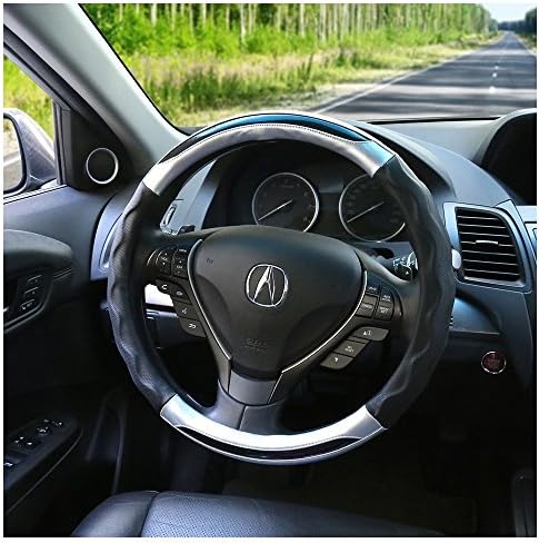 Auto Car Steering Wheel Cover Microfiber Leather Universal Fit 37.5-38ใ (14.5-15 inch) for Auto Truck SUV Van | Breathable | Anti Slip | Odor Free | Soft Comfort | Durability Safety