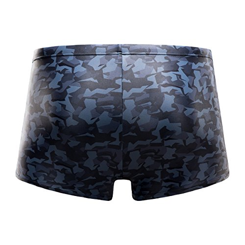 KGKE Swim Boxer Briefs Short Swim Jammer by Camo Racer Mens Square Leg Swimsuit (Grey Camo, XXL) - Thumbnail 2