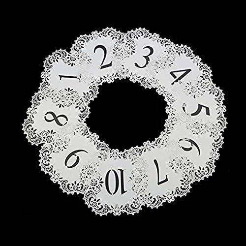 White Table Number Cards,OWEV 1-10 White Shimmer Table Number Cards for Wedding Decorations (L)