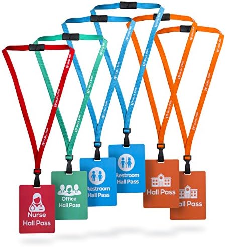 Form Premium Products Durable Hall Pass Lanyards and School Passes-Private School Design with Extra Large Tags (Set of 6)