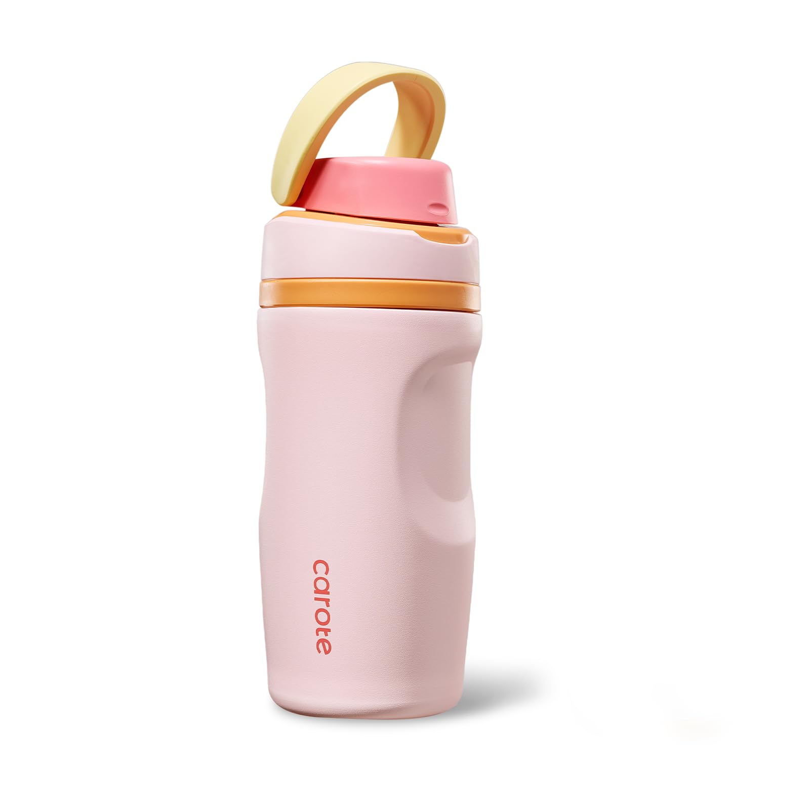 CAROTE カローテ 水筒 480ml 真空断熱 マグボトル 保温保冷ステンレス魔法瓶 ストロー付き ストローが見えない邪魔にならず吸えるタンブラー ハンドル付き 一体化設計の蓋で洗いやすい 食洗機対応 BPAフリー アウトドア ピンク