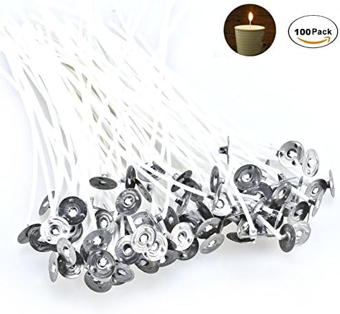 Natural Candle Wick - IVENCASE 100 PCS, 6 inch/pcs, Ultra Bright Light Low Smoke Cotton Core Natural Pre-Waxed Candle Wick for Candle Making,Candle DIY