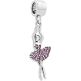 MiiFort Birthstones Ballet Dancer Dangle Charm fits Pandora Charms Bracelets Gift for Daughter Granddaughter Women Sister Birthday