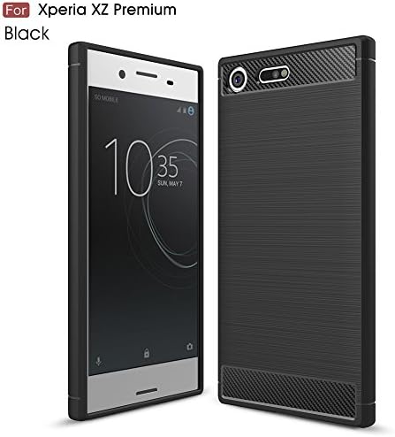 Sony XZ Premium case With in-built flexible protection frame, lightweight soft TPU bumper, elastic and shock-absorbing gel, carbon fiber design, For Sony XZ Premium 2017 – Black