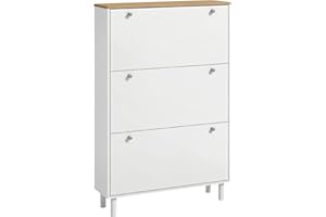 HOMCOM Shoe Cabinet, Narrow Shoe Storage Cabinet with 3 Flip Drawers and Adjustable Shelves for 24 Pairs of Shoes for Entrywa