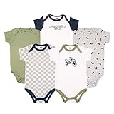 Hudson Baby Cotton Bodysuit, 5 Pack, Dirt Bike, 3-6 Months