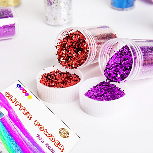 Wewin 12pcs Slime Supplies Glitter Powder Sequins ,Assorted Colors