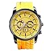 HACBIWA Sports Women Men 3-Eye Yellow Quartz Silicon Wrist Watches