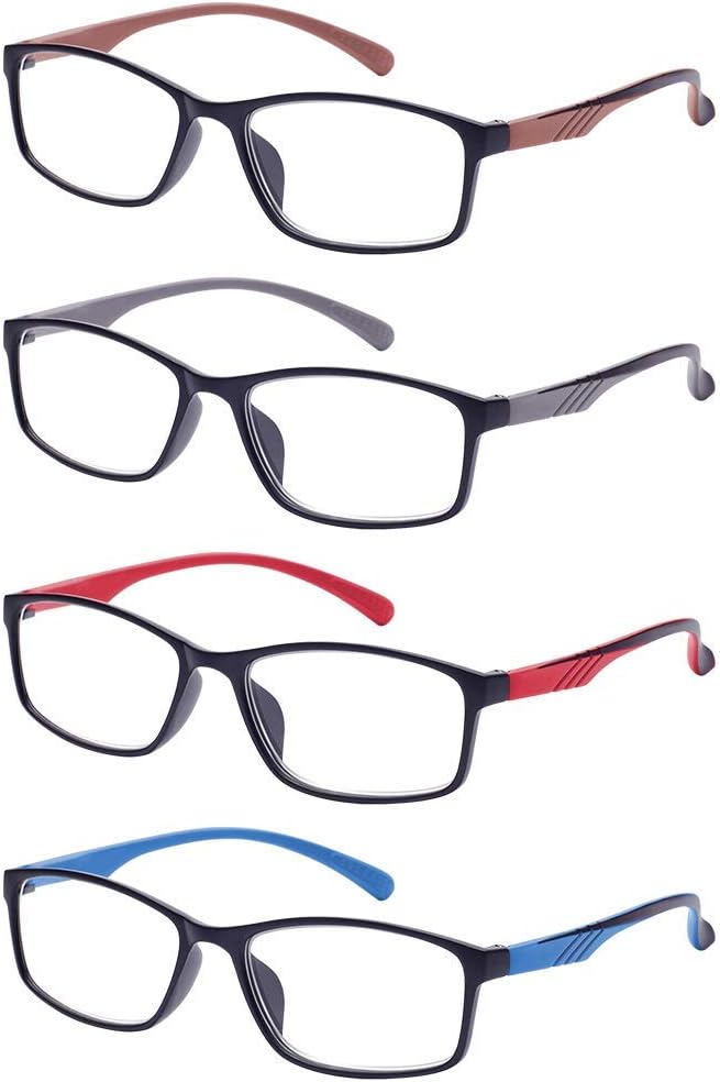 EFE 4 Pack Classic Reading Glasses Lightweight Spring Hinge Reader Glasses for Men and Women (+100)
