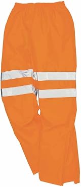 Portwest Hi-Vis Breathable Trousers Orange XL RT61ORRXL Waterproof Workwear view 2