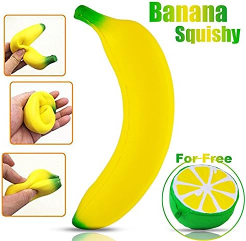 ZCGC Squishy Toys Slow Rising Jumbo Banana Lemon Fruit Squishies Cream Scented Toys Stress Relief for Teens and Adults