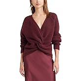 Women's Sexy Criss Cross Wrap Sweater - Reversible Deep V Neck Knit Crop Top for Date Night