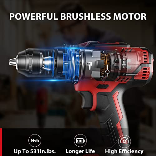 DCK Brushless Hammer Drill, 20V Hammer Drill Cordless, 531In-lb, 1/2