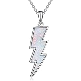 AINFQY Lightning Bolt Necklace 925 Sterling Silver White Opal Thunder/Reversible Boomerang Pendant Dainty Minimalist Flash/Darts Jewelry Gift for Women Girls