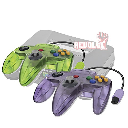 Original Style N64 Wired Controller Gamepad 2 Pack for Nintendo N64 Video Game Console (Purple/Green)