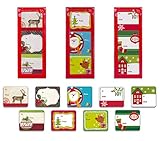 Christmas Gift Tags Self Stick Adhesive Stickers Holiday Present Labels 108 Count of Assorted Designs Santa, Reindeer, Trees, Holly