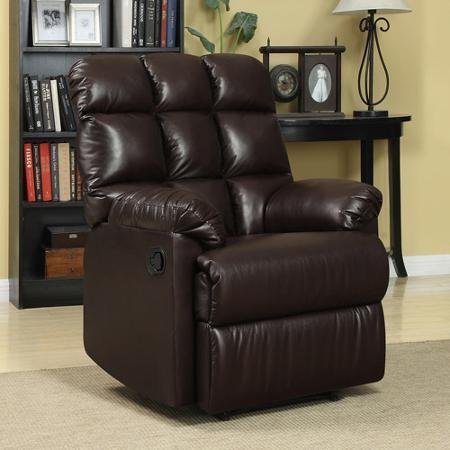 ProLounger Wall Hugger Microfiber Biscuit Back Renu Leather Recliner Chair,  Brown