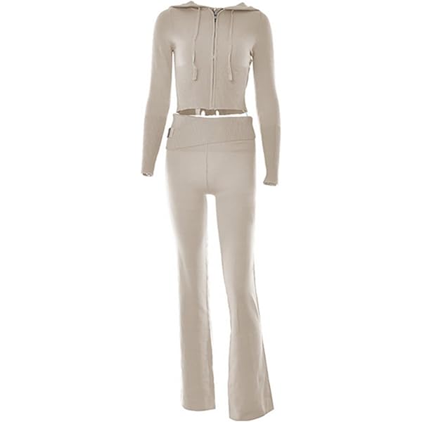 Amazon.com: Women Ribbed Knit 2 Piece Outfits Long Sleeve