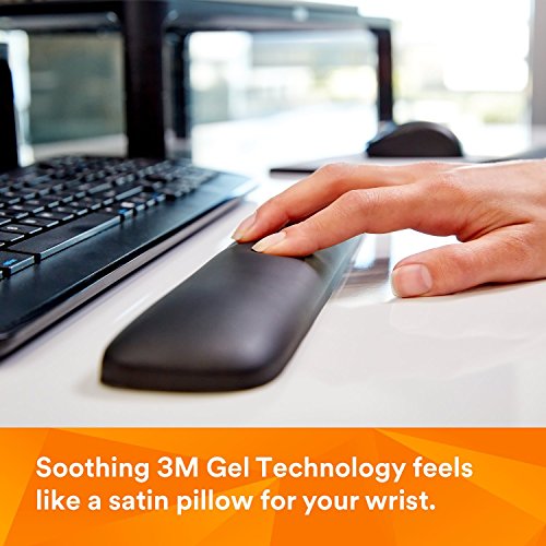 3M Gel Wrist Rest for Keyboards, Soothing 3M Gel Technology and Satin Smooth Cover for All Day Comfort and Support, 19", Black (WR85B)