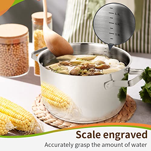 3.5 Quart Stainless Steel Stock Pot Premium Heavy Duty Stew Pot with