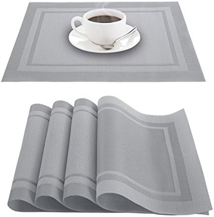 ELLSON Dining Table Mat Disc Bowl Pad Cup Coasters Waterproof Table Cloth Pad Slip-Resistant Pad Table Decor Silver