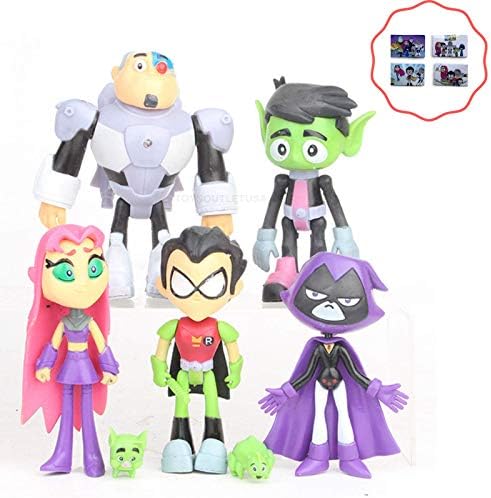 Teen Titans 5pcs Cake Topper Action Figure Toy Set | Bonus Sticker Included ToysoutletUSA