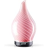 Porseme 150ml Essential Oil Diffuser Glass Color Changing Aroma Air Diffusers Aromatherapy Ultrasonic Cool Mist Humidifier 6 Running Hours Waterless Auto-Off for Sleeping Yoga Office Spa (Pure Pink)
