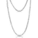 Charmsy Solid 925 Sterling Silver Curb Chain Necklace for Men Women | Italian 3.5MM Diamond-Cut Cuban Link Chain Necklace(16, 18, 20, 22, 24, 26 Inches), Made in Italy