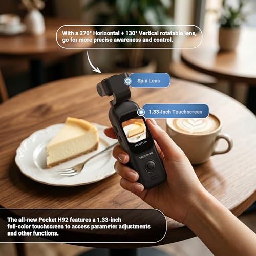 Kaysunlink 1080P Camera Vlog avec Objectif Rotatif à 270°, Caméra Portable avec écran tactile et Wi-Fi, 5 Heures d'autonomie, Caméra Vlog avec Carte de 64 Go, Noir