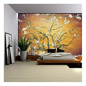 Orange with Purple Vignette Almond Blossom by Vincent Van Gogh - Wall Mural, Removable Sticker, Home Decor - 66x96 inches