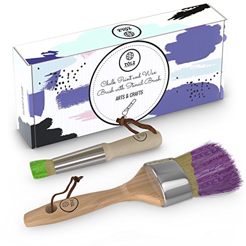 Chalk & wax brush set with stencil brush included - natural b…