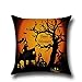 LEIOH 4Pack Happy Halloween Bat Pumpkin Pillow Covers Cotton Linen Sofa Home Decor Throw Pillow Case Cushion Covers 18 X 18 Inch
