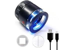 KOPARNEED 10x Loupe Magnifier Rechargeable Jewelers Loupe with UV and LED Lights, Illuminated Eye Loop Adjustable Focus Jewelry Magnifying Glass with Detachable Reticle Scale for Gemstones Identification