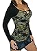 Oyanus Women's Sexy Long Sleeve Camouflage Print T-Shirt S
