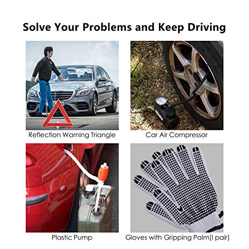 Adakiit Car Emergency Kit, Roadside Assistance 99-in-1 Auto Safety Kit with Jumper Cables,Folding Military Shovel,Air Compressor,Tow Rope,Triangle,Tire Pressure Gauges,Safety Hammer etc.