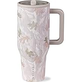 HydroJug Traveler - 40 oz Water Bottle with Handle & Flip Straw - Fits in Cup Holder, Leak Resistant Tumbler-Reusable Insulated Stainless Steel & Rubber Base - Gifts for Women & Men, Camo